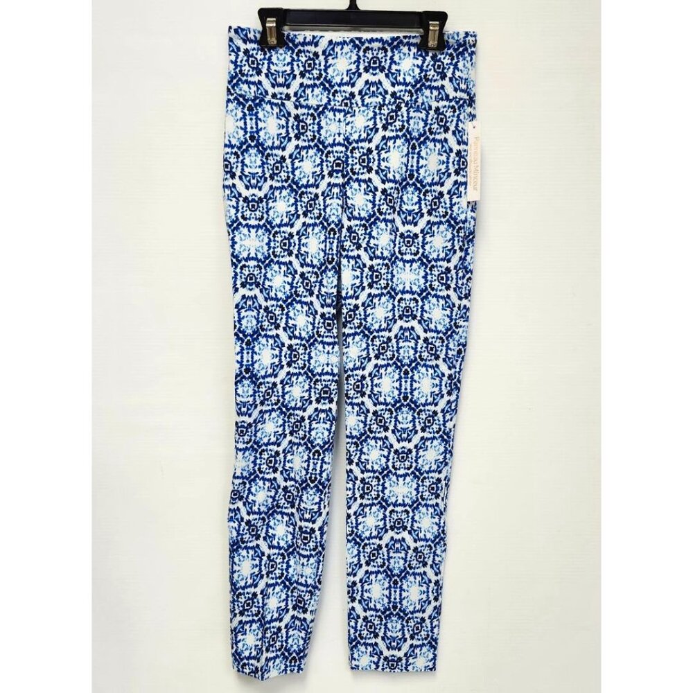 Renuar Women's Blue & White Patterned Tummy Control Pants Size 2